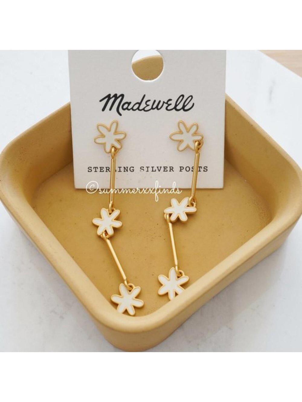 Madewell Enamel Blooms Linear Drop Earrings